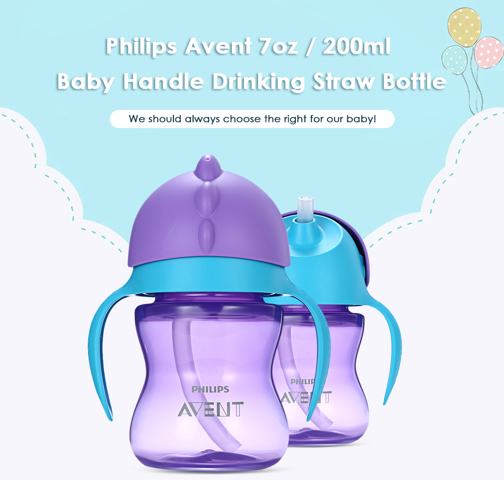 Avent 7oz / 200ml Baby Soft Handle Straw Bottle Training Drinking Cup Avent 7oz / 200ml Baby Soft Handle Straw Bottle Training Drinking Cup