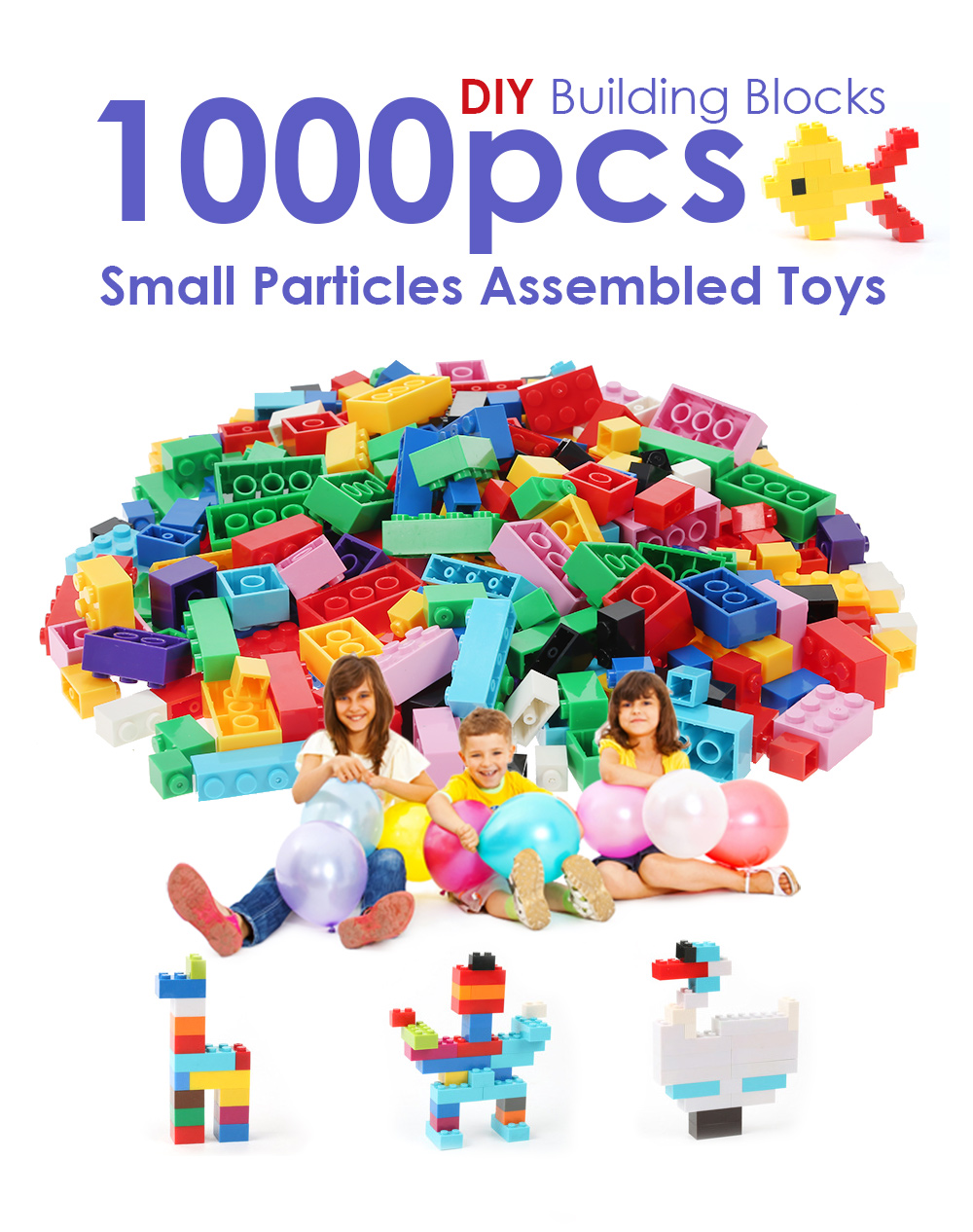 1000pcs DIY Building Blocks Small Particles Assembled Children Creative Intelligent Toys