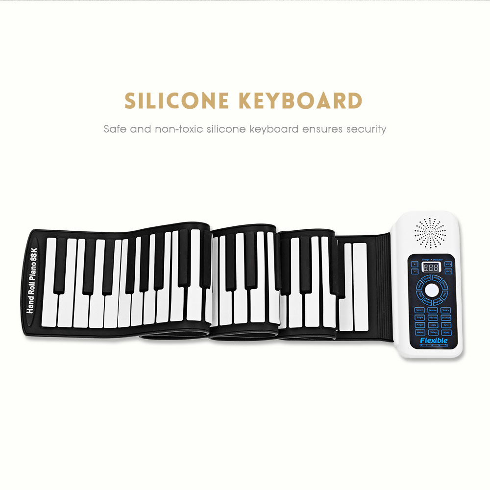 Portable Silicone 88 Keys Hand Roll Up Piano with MIDI Electronic Keyboard