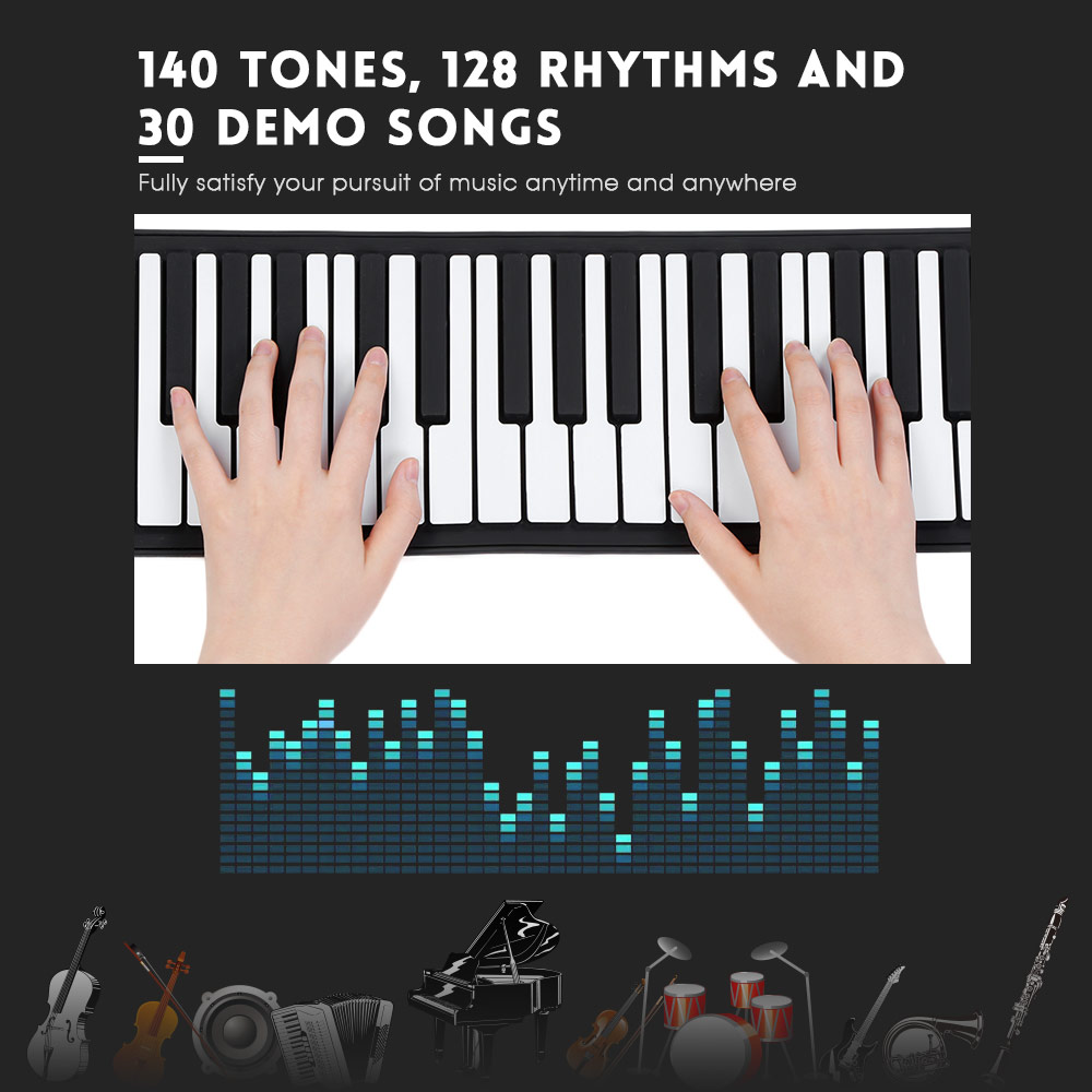 Portable Silicone 88 Keys Hand Roll Up Piano with MIDI Electronic Keyboard Portable Silicone 88 Keys Hand Roll Up Piano with MIDI Electronic Keyboard
