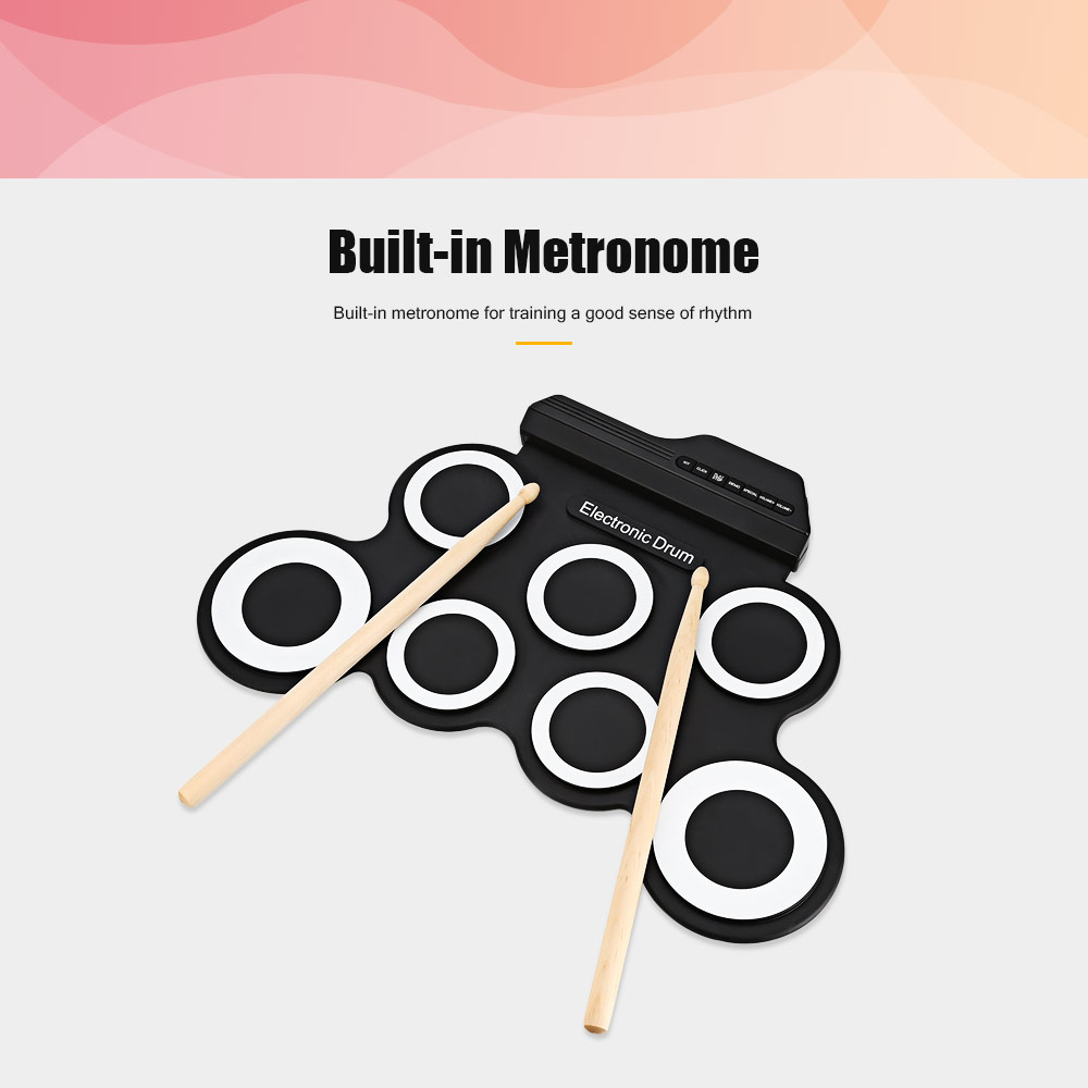 G3002 Portable 7 Pad Hand Roll Digital Drum Kit with Built-in Metronome G3002 Portable 7 Pad Hand Roll Digital Drum Kit with Built-in Metronome