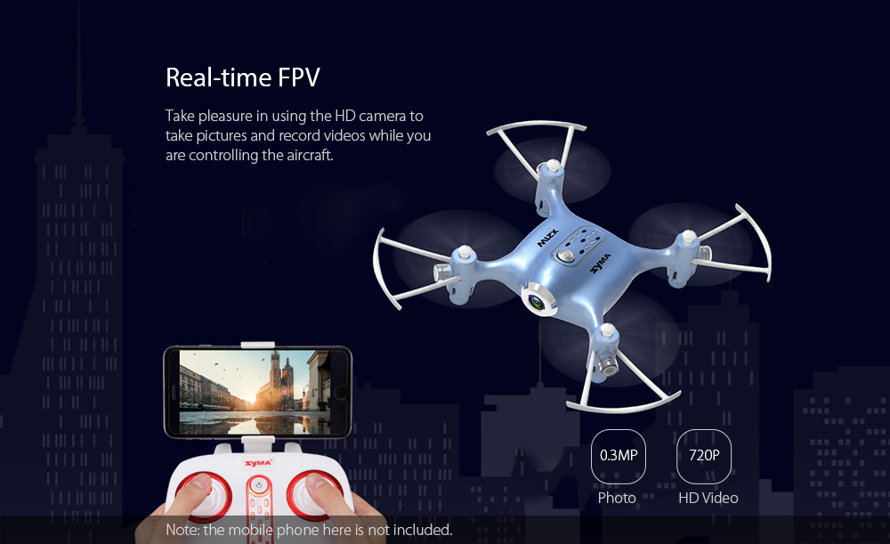 SYMA X21W Mini RC Quadcopter RTF WiFi FPV 0.3MP Camera / Altitude Hold / G-sensor Mode