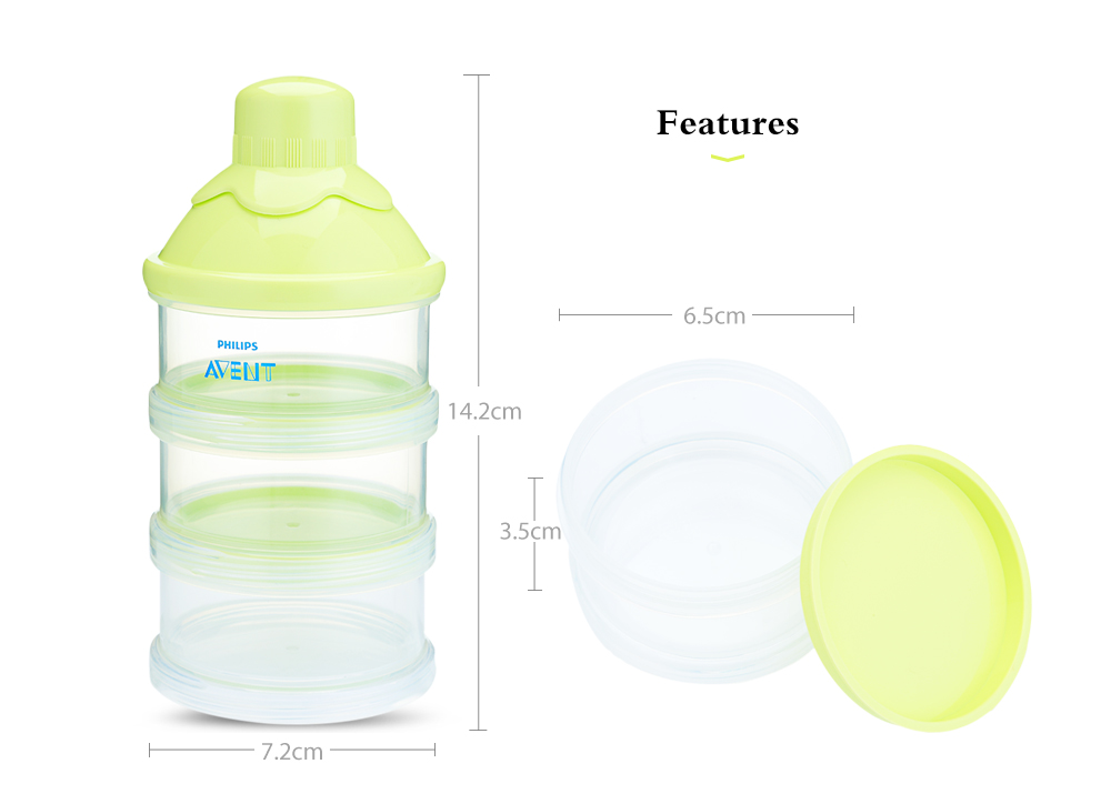 Avent Portable Milk Powder Dispenser 3 Screw-on Containers Baby Infant Feeding Box