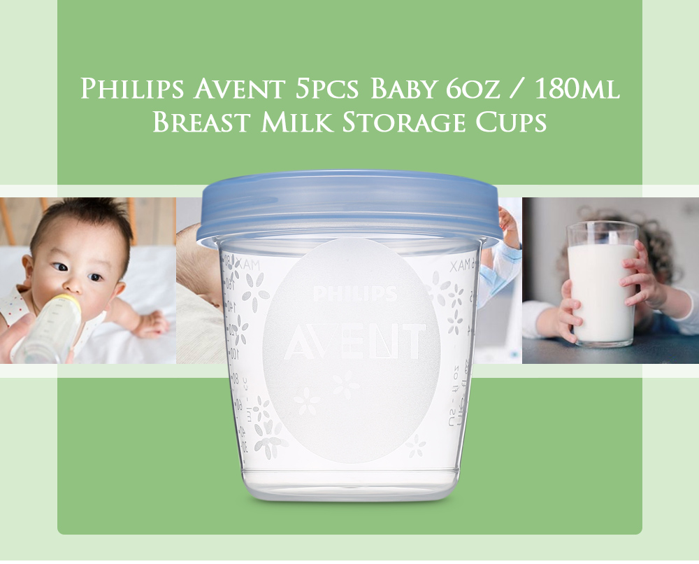Avent 5pcs Reusable Baby 6oz / 180ml Breast Milk Storage Cups Avent 5pcs Reusable Baby 6oz / 180ml Breast Milk Storage Cups