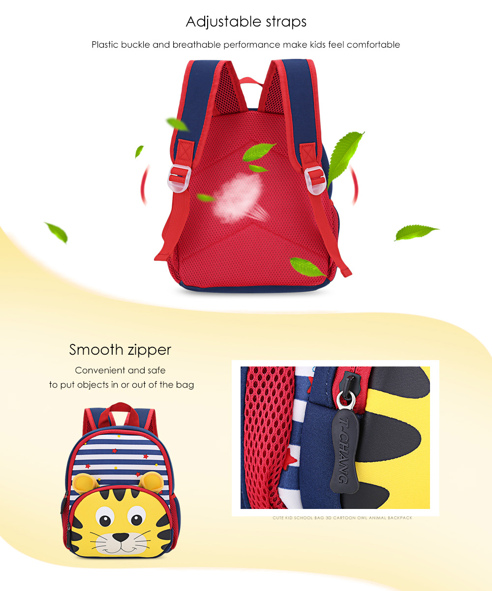 TongChang Cute Kid School Bag 3D Cartoon Animal Zoo Print Backpack