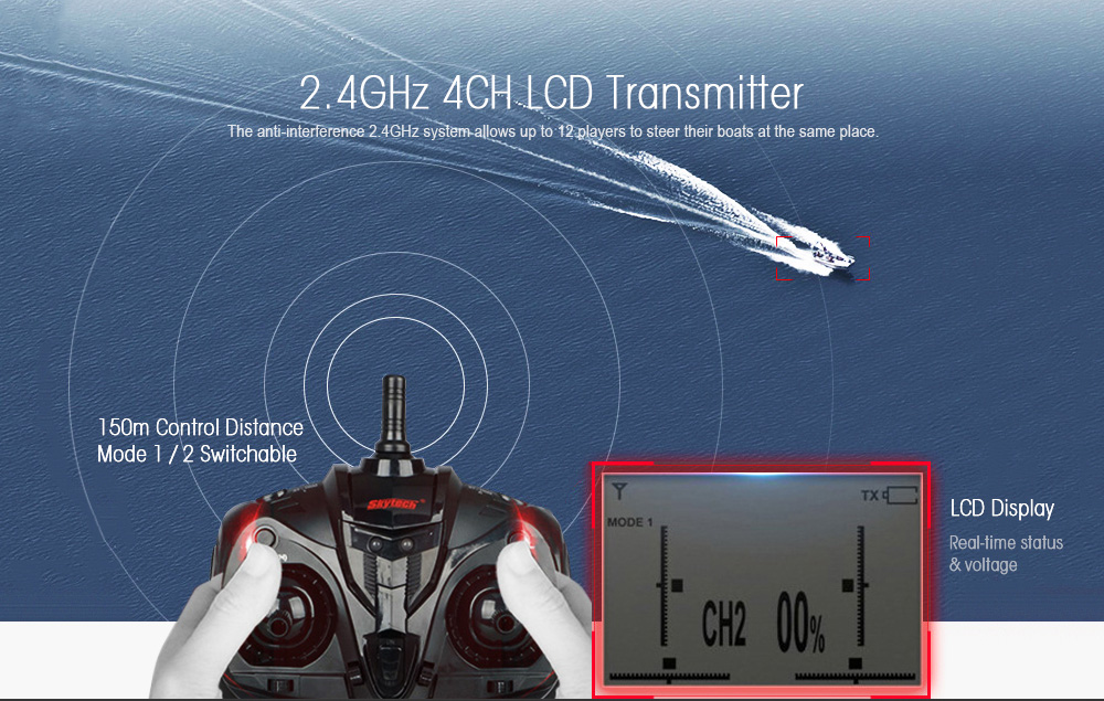 Skytech H101 2.4GHz 4-channel High Speed Boat with LCD Screen Transmitter Skytech H101 2.4GHz 4-channel High Speed Boat with LCD Screen Transmitter