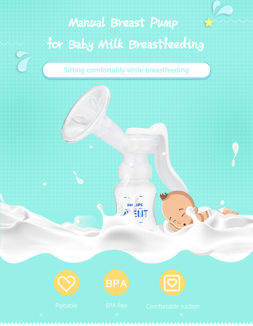 Avent Manual Breast Pump PP Baby Breastfeeding Milk Bottle