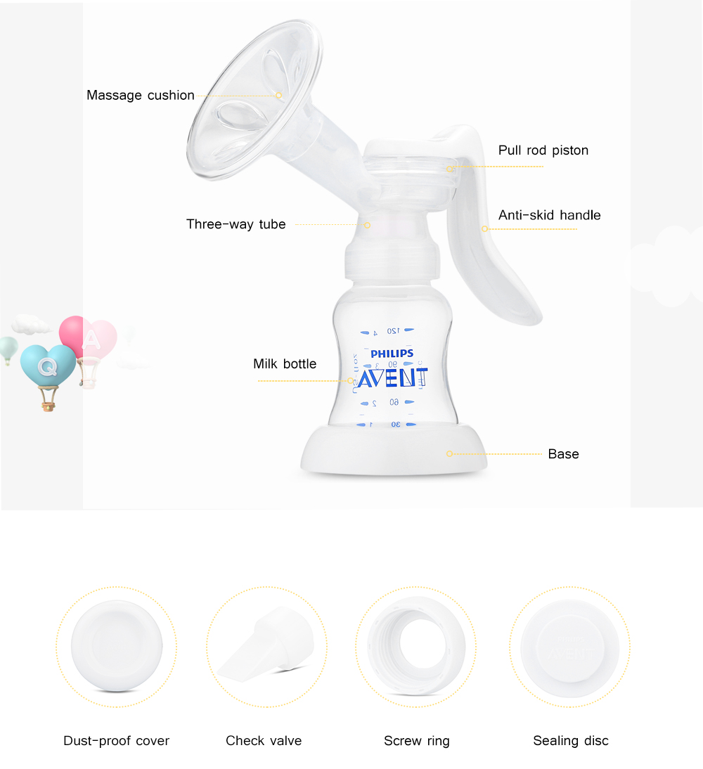 Avent Manual Breast Pump PP Baby Breastfeeding Milk Bottle