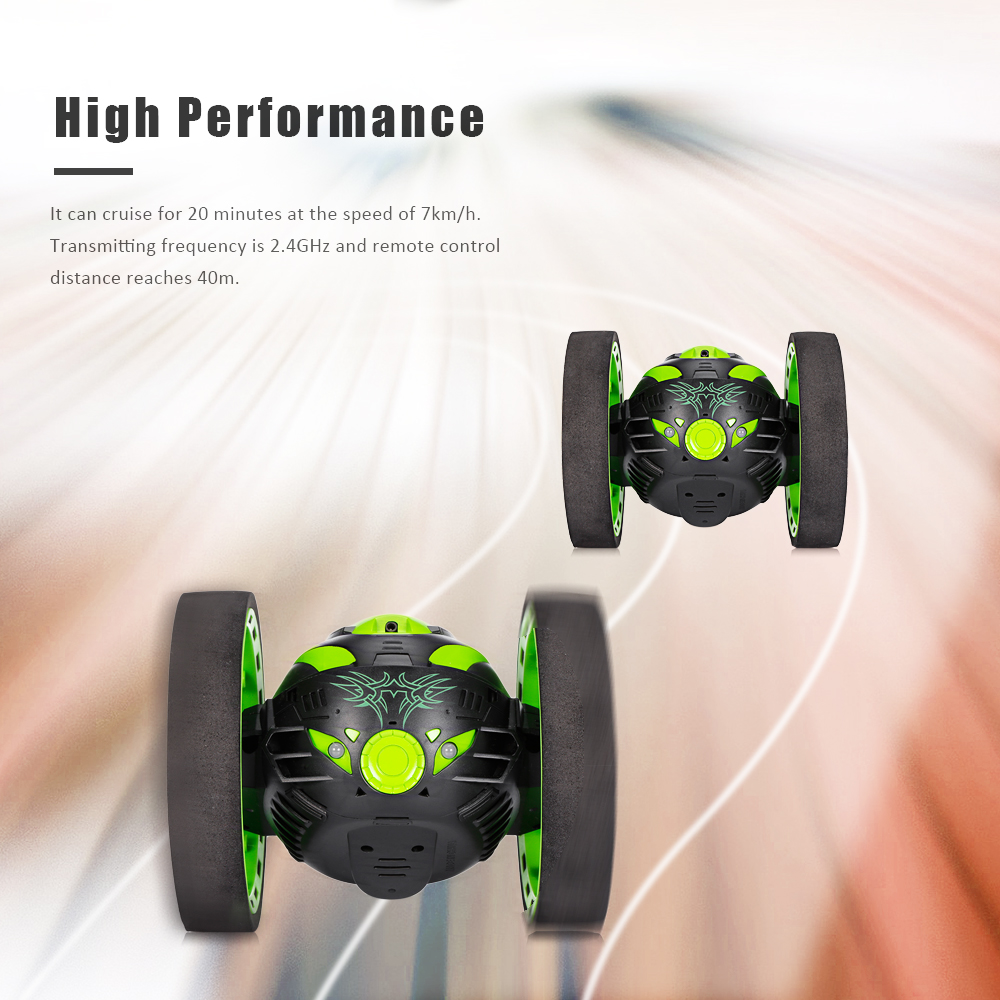 PEG SJ88 2.4GHz Remote Control Bounce Car with Flexible Wheels Rotation LED Light