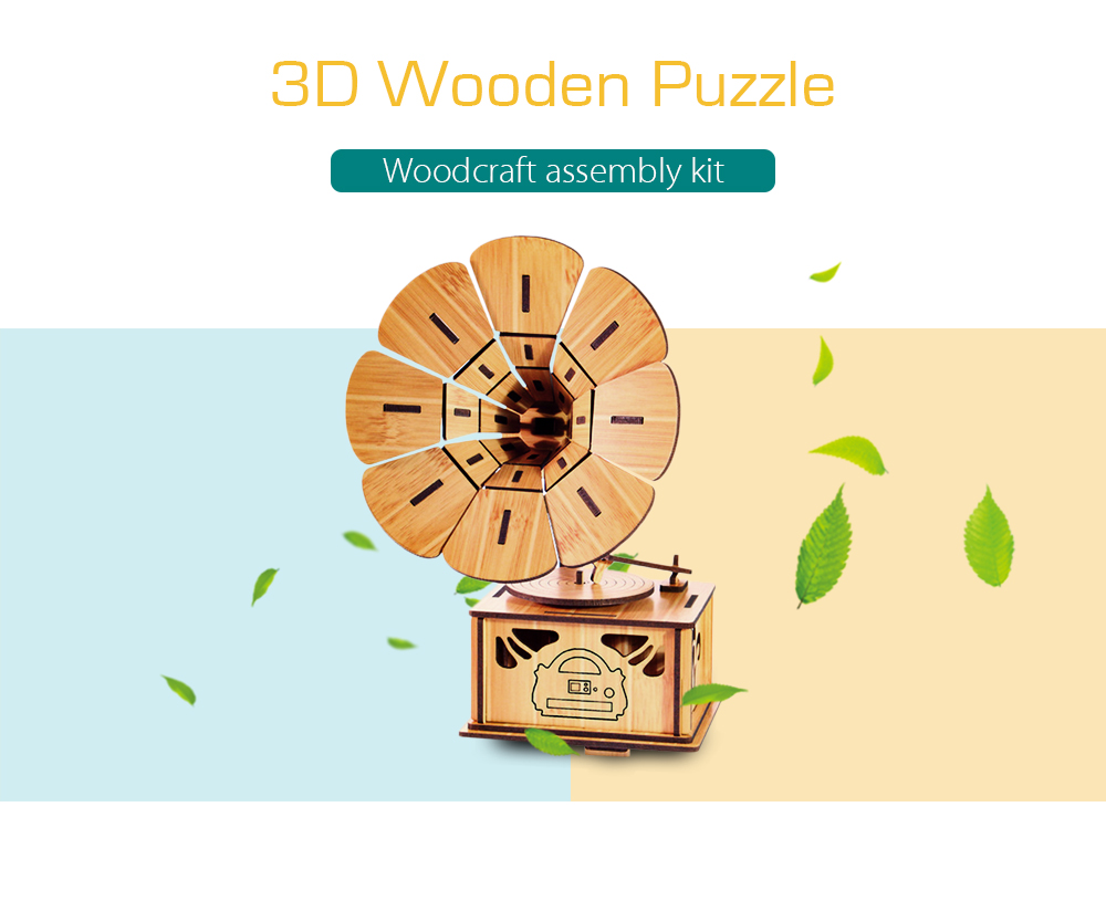 Educational Toys Woodcraft Assembly Kit 3D Jigsaw Puzzle - Phonograph