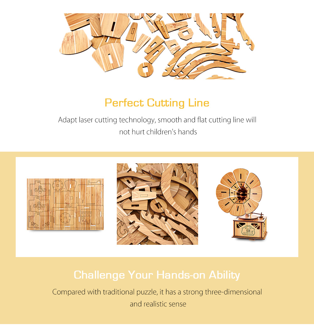 Educational Toys Woodcraft Assembly Kit 3D Jigsaw Puzzle - Phonograph Educational Toys Woodcraft Assembly Kit 3D Jigsaw Puzzle - Phonograph