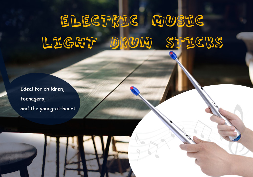 Electric Drum Stick with Light Rhythm Background Melody Toy Gift 1 Pair