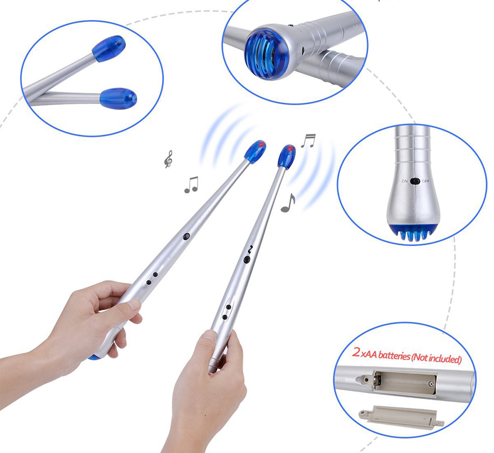 Electric Drum Stick with Light Rhythm Background Melody Toy Gift 1 Pair Electric Drum Stick with Light Rhythm Background Melody Toy Gift 1 Pair