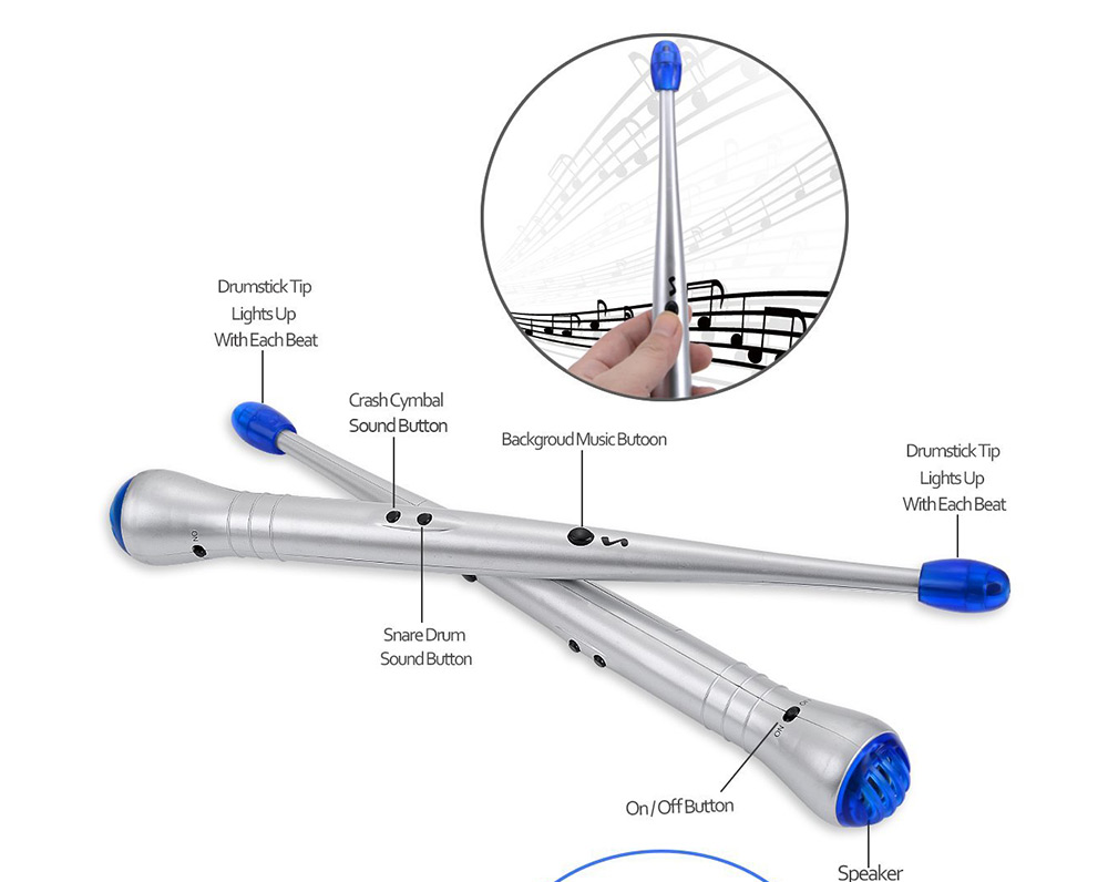 Electric Drum Stick with Light Rhythm Background Melody Toy Gift 1 Pair Electric Drum Stick with Light Rhythm Background Melody Toy Gift 1 Pair