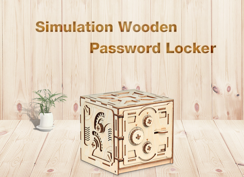 Wooden Mechanical Model 3D Puzzle Password Locker Educational Toys