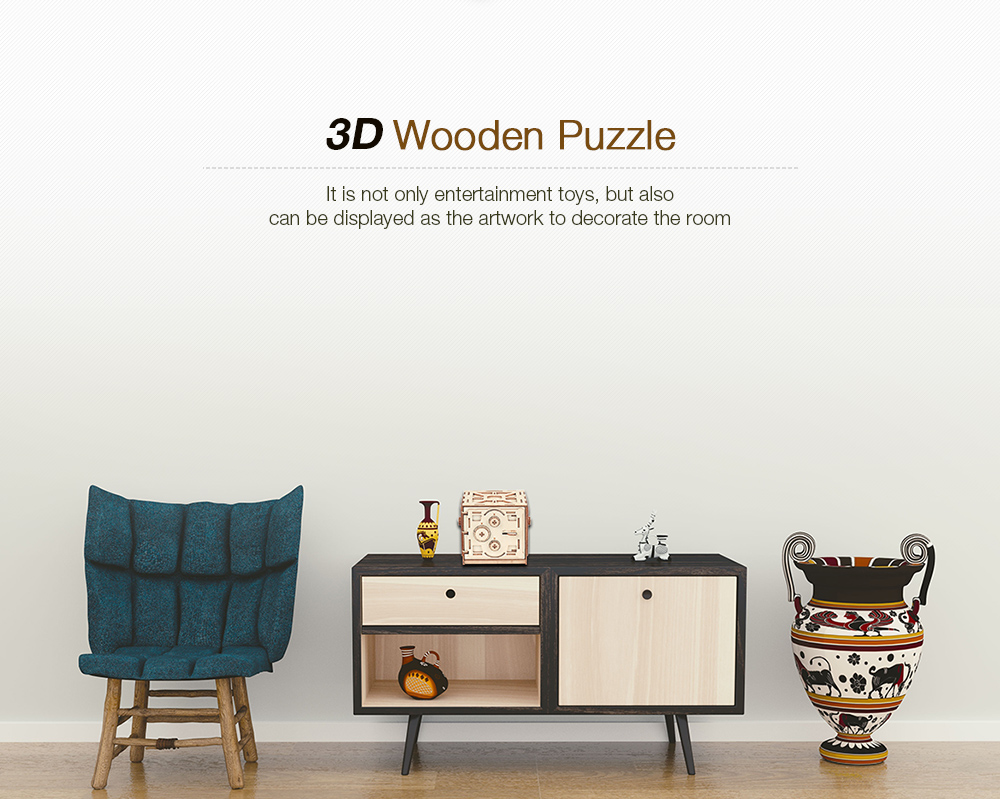 Wooden Mechanical Model 3D Puzzle Password Locker Educational Toys