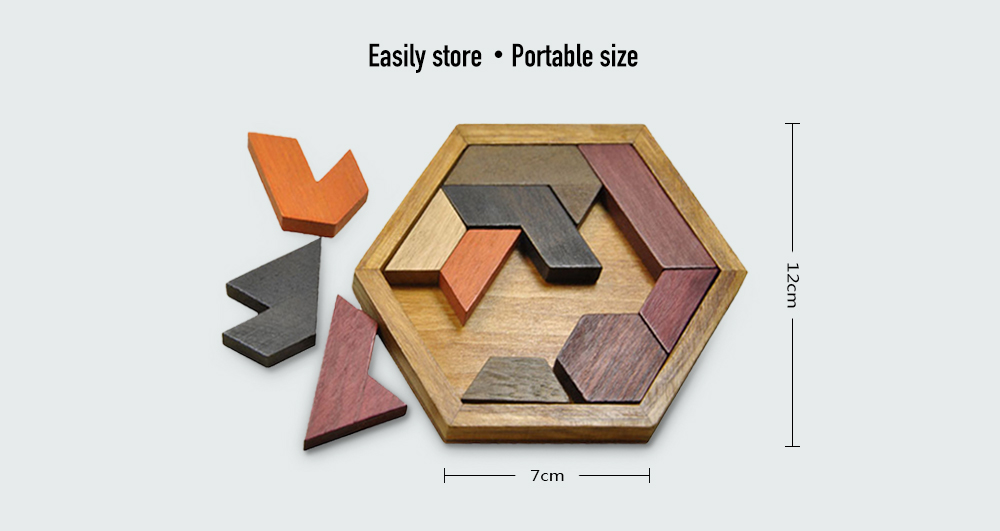 Creative Wooden Hexagon Jigsaw Puzzle Board Educational Toy