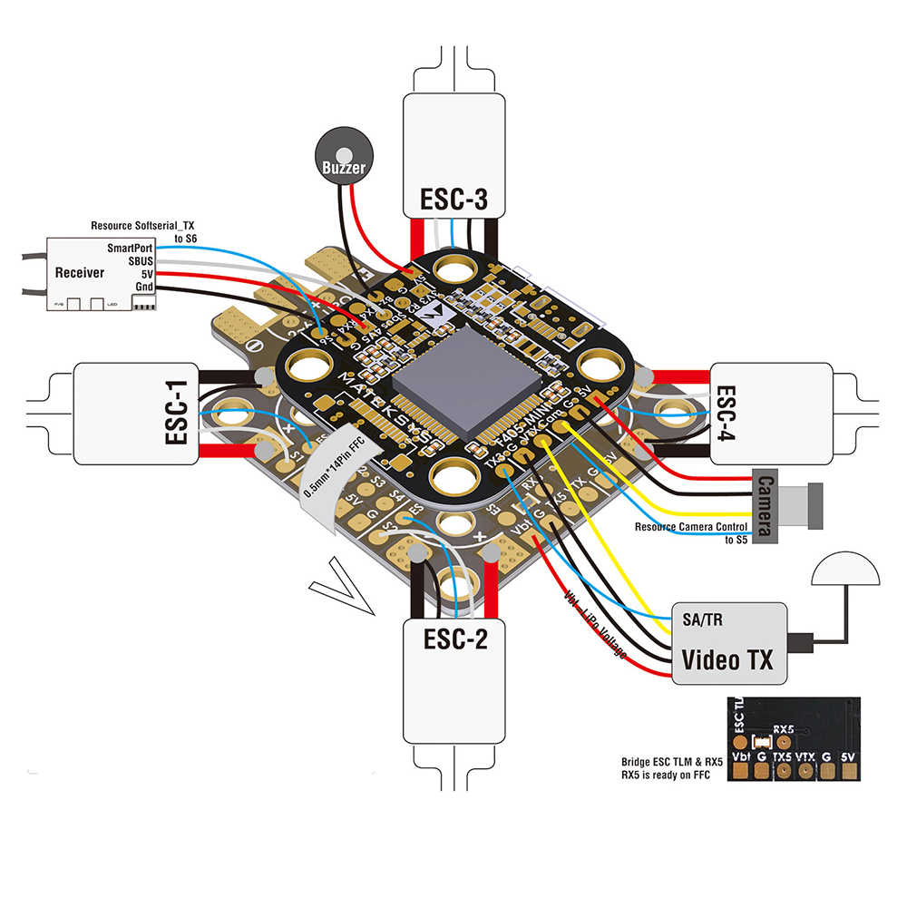 Matek Systems FCHUB - A5 PDB Built-in 184A Current Sensor 5V 2A BEC 2 - 6S for RC Drone FPV Racing Multi Rotor