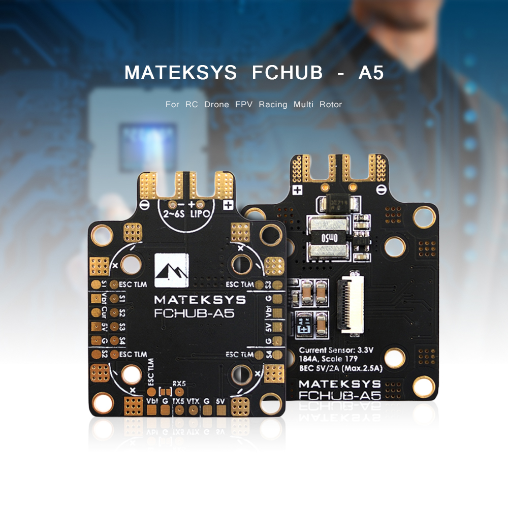 Matek Systems FCHUB - A5 PDB Built-in 184A Current Sensor 5V 2A BEC 2 - 6S for RC Drone FPV Racing Multi Rotor