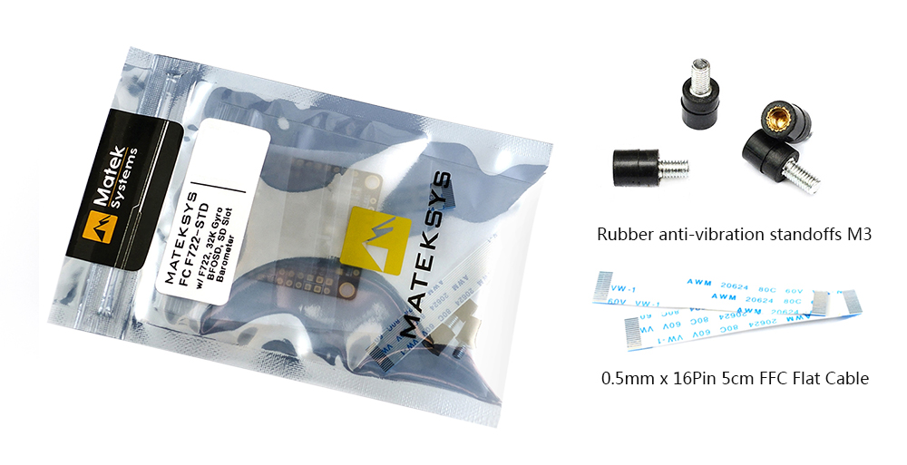 Matek Systems F722 - STD STM32F722 F7 Flight Controller Built-in OSD BMP280 Barometer Blackbox for RC Drone Matek Systems F722 - STD STM32F722 F7 Flight Controller Built-in OSD BMP280 Barometer Blackbox for RC Drone