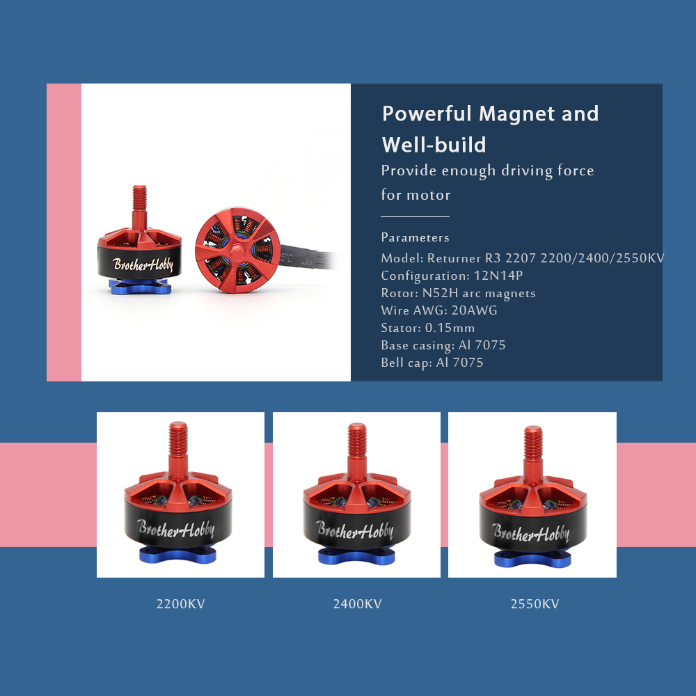 BrotherHobby Returner R3 2207 2200 / 2400 / 2550KV Brushless Motor for RC Drone FPV Racing BrotherHobby Returner R3 2207 2200 / 2400 / 2550KV Brushless Motor for RC Drone FPV Racing