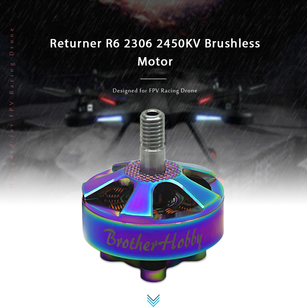 BrotherHobby Returner R6 2306 2450KV 4 - 5S Brushless Motor Colored Plating 16cm Wire for RC Drone