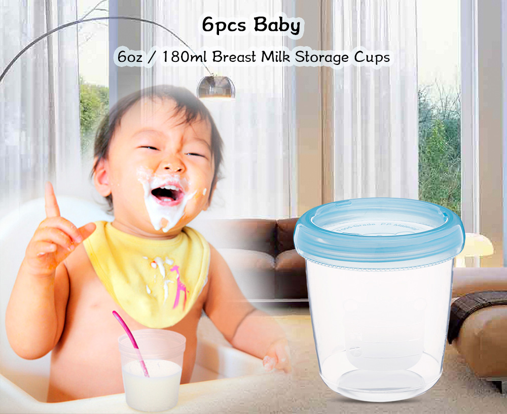 RealBubee 6pcs Reusable Baby 6oz / 180ml Breast Milk Storage Cups