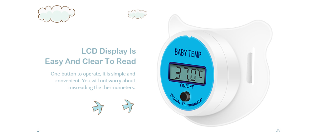 Portable LCD Digital Babies Mouth Pacifier Thermometer with Protective Storage Cover