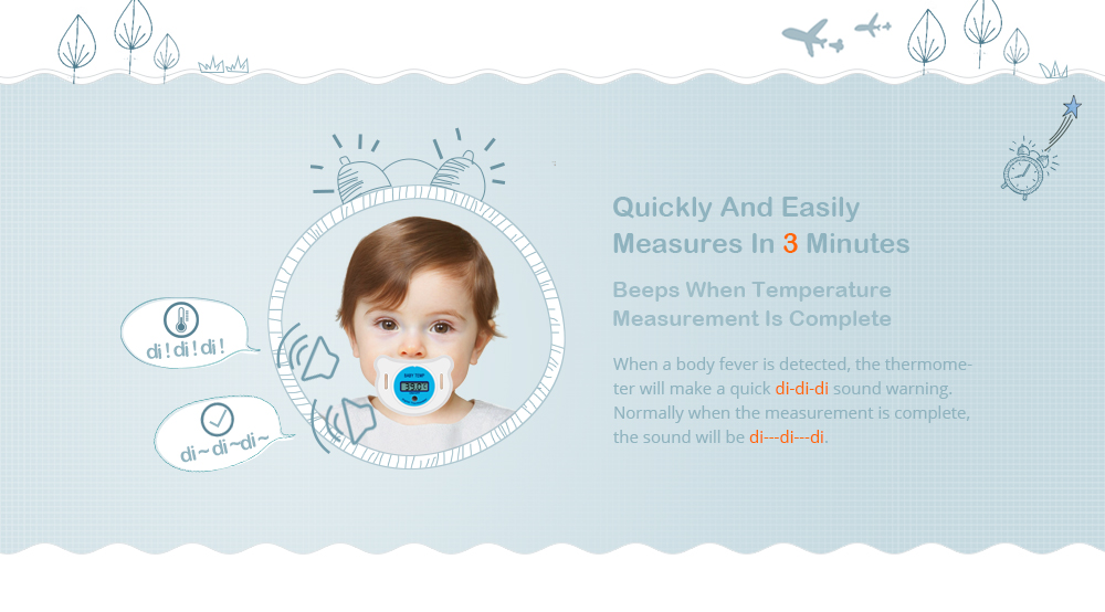 Portable LCD Digital Babies Mouth Pacifier Thermometer with Protective Storage Cover