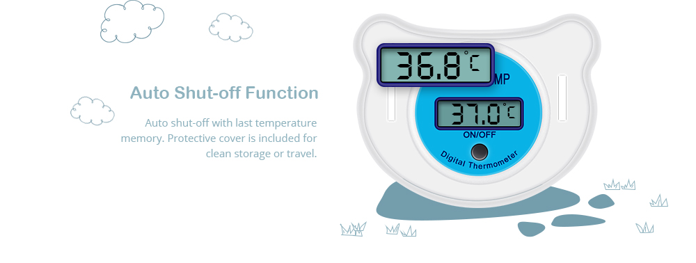 Portable LCD Digital Babies Mouth Pacifier Thermometer with Protective Storage Cover