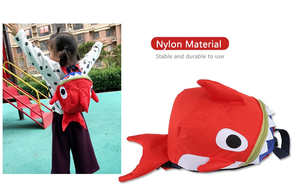 Cartoon Shark Shape Kindergarten Children Backpack Anti-lost Travel Shoulder Bag