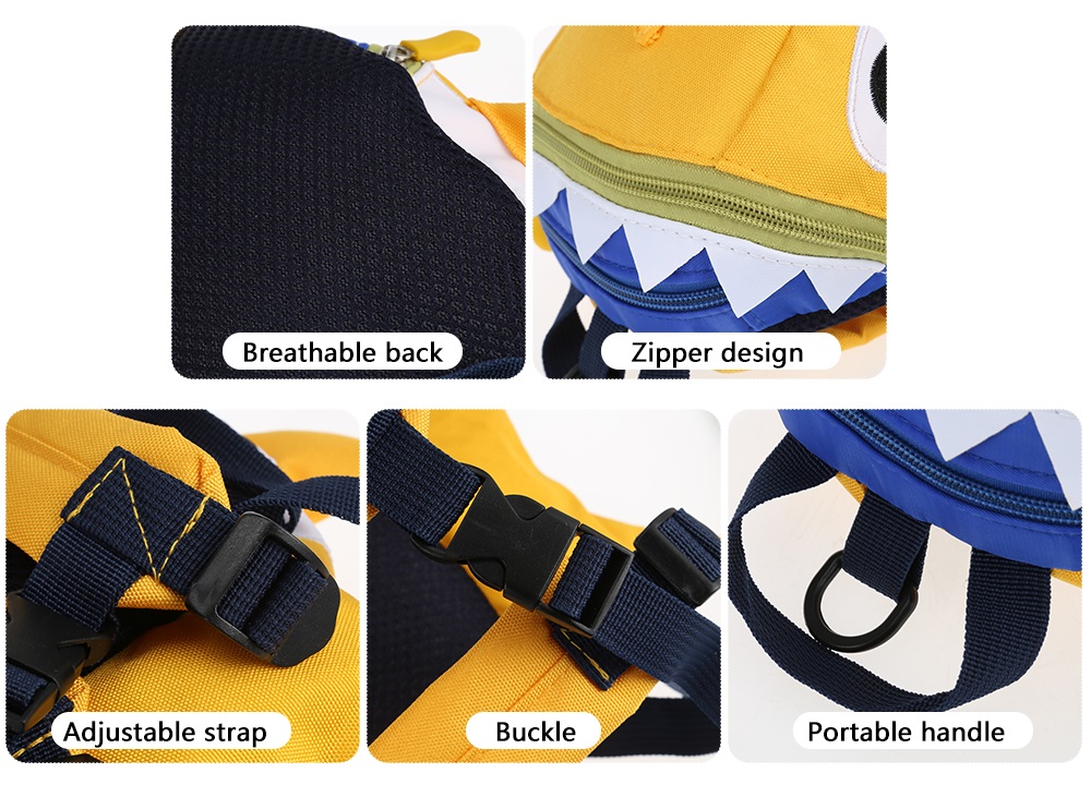 Cartoon Shark Shape Kindergarten Children Backpack Anti-lost Travel Shoulder Bag Cartoon Shark Shape Kindergarten Children Backpack Anti-lost Travel Shoulder Bag