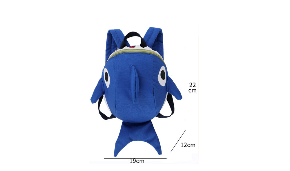 Cartoon Shark Shape Kindergarten Children Backpack Anti-lost Travel Shoulder Bag