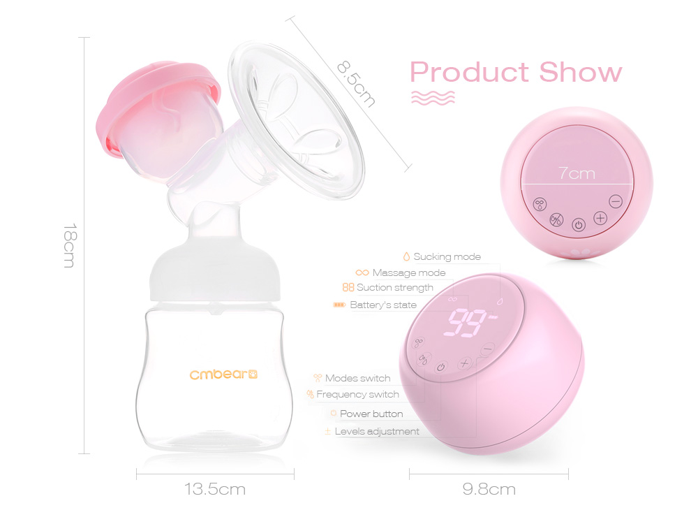 Cmbear ZRX - 0618 Double Electric Breast Pump USB BPA Free with Milk Bottle Baby Breastfeeding