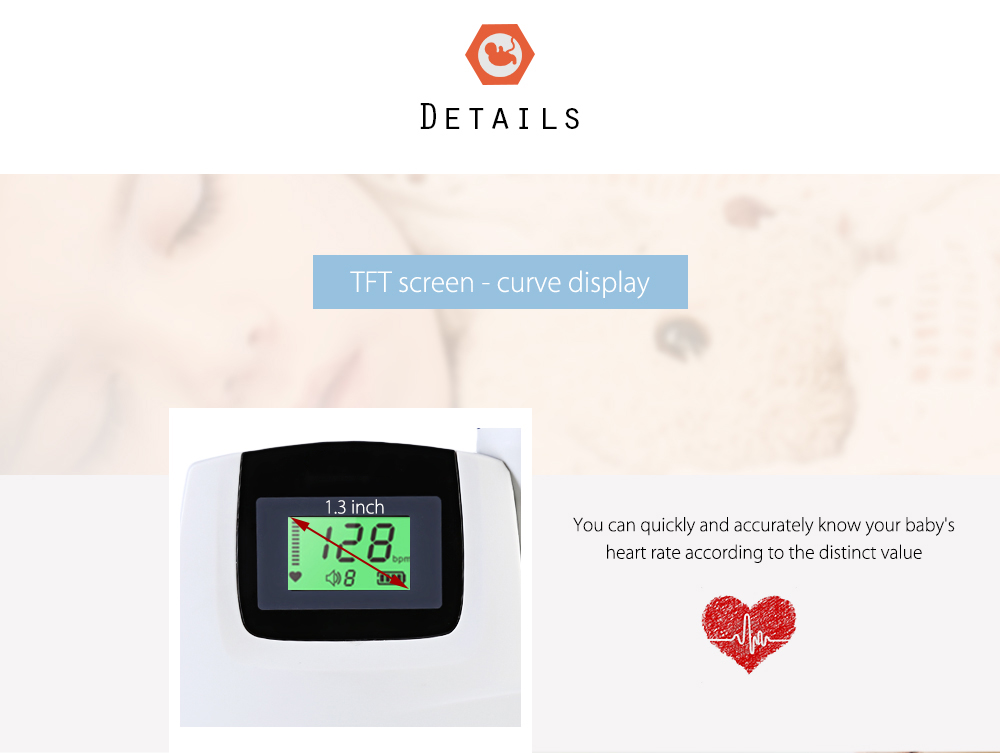 Pregnant Ultrasonic Fetal Doppler Prenatal Heart Rate Monitor for Home Use