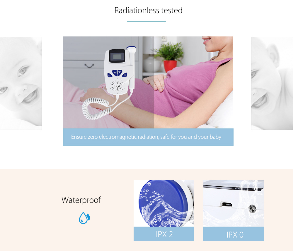 Pregnant Ultrasonic Fetal Doppler Prenatal Heart Rate Monitor for Home Use