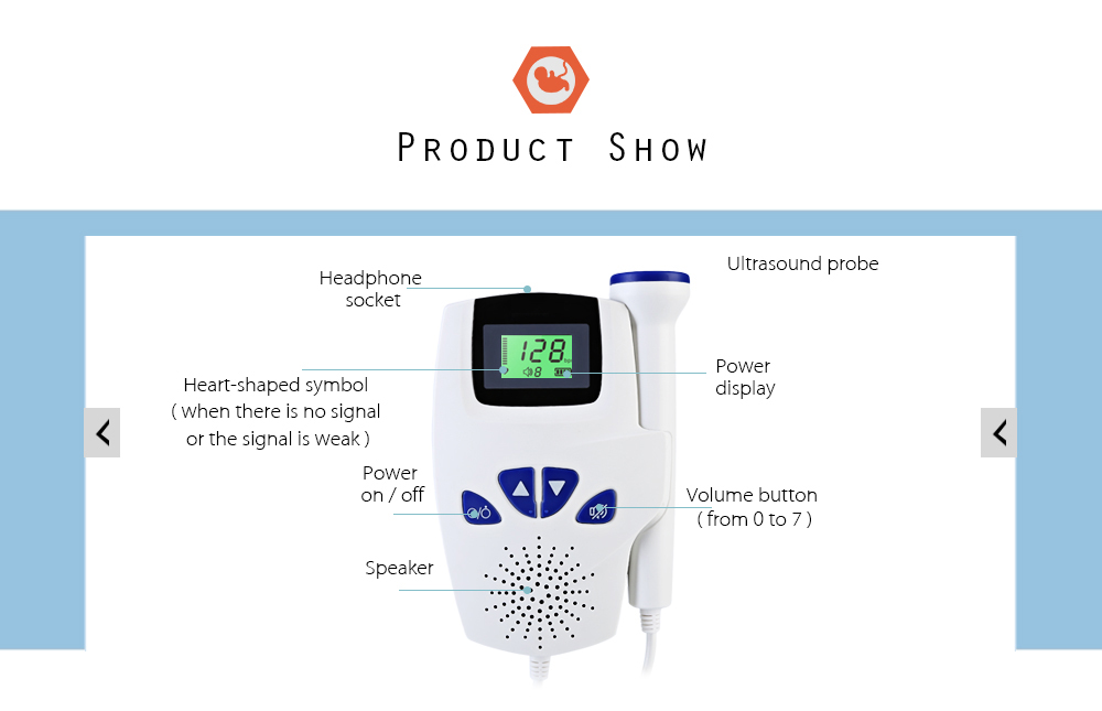 Pregnant Ultrasonic Fetal Doppler Prenatal Heart Rate Monitor for Home Use