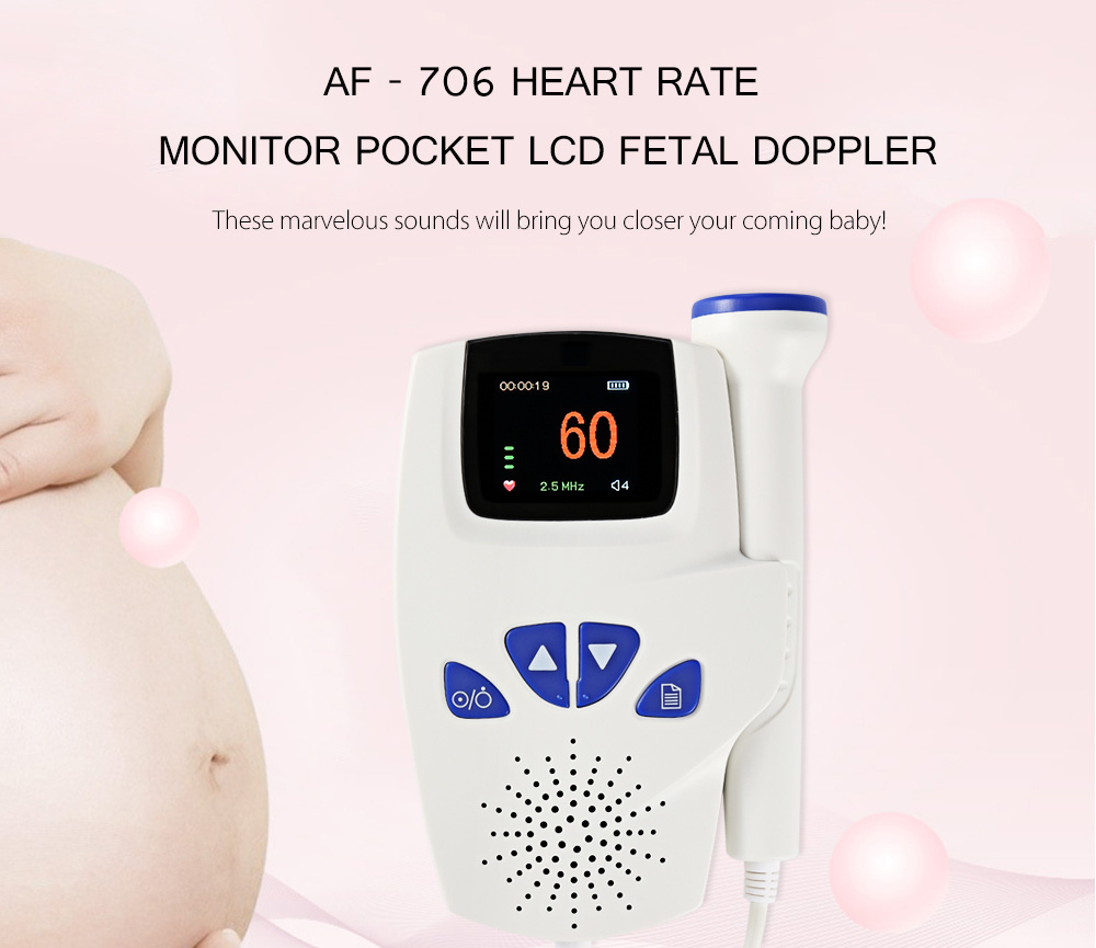 Pregnant Ultrasonic Pocket Fetal Doppler Prenatal Heart Rate Monitor for Home Use