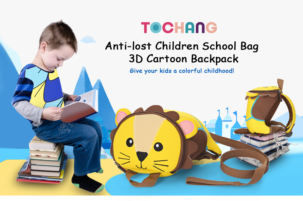 TOCHANG Anti-lost Cartoon Kids Kindergarten Backpack Cute Children School Bag