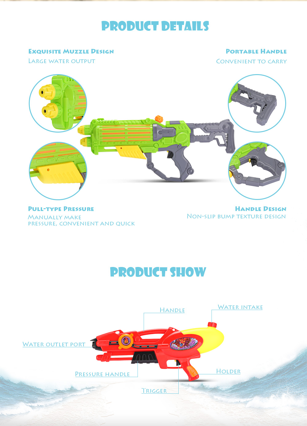 958 Children High-pressure Water Gun Toys Large Capacity Long Range