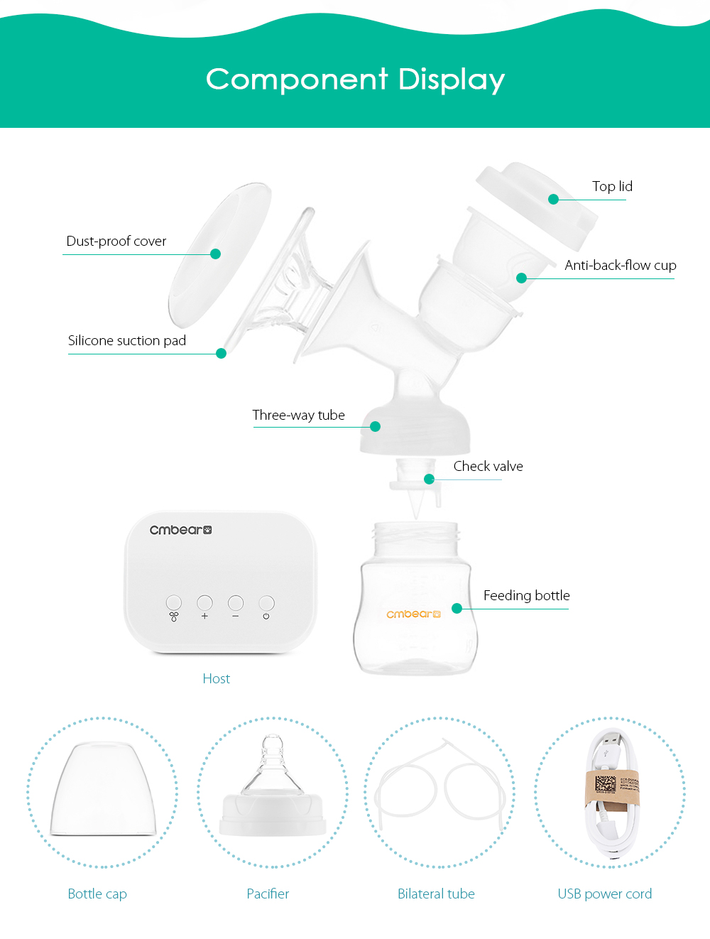 Cmbear ZRX - 0821 Double Electric Breast Pump USB BPA Free with Milk Bottle Baby Breastfeeding Cmbear ZRX - 0821 Double Electric Breast Pump USB BPA Free with Milk Bottle Baby Breastfeeding