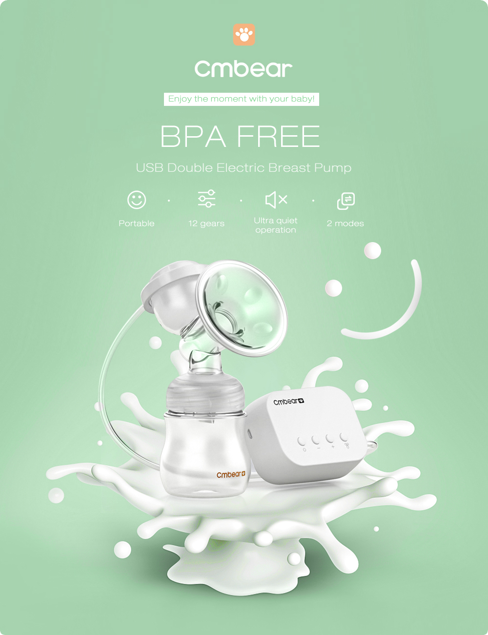 Cmbear ZRX - 0821 Electric Breast Pump USB BPA Free with Milk Bottle Baby Breastfeeding Cmbear ZRX - 0821 Electric Breast Pump USB BPA Free with Milk Bottle Baby Breastfeeding