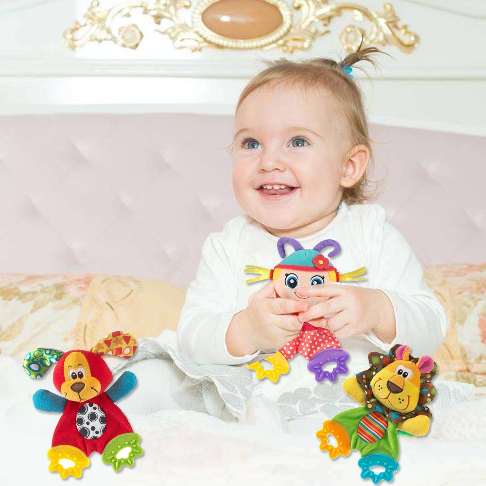 SOZZY Baby Teether Towel Infant Plush Comfort Sound Paper Soft Appease Stuffed Toy SOZZY Baby Teether Towel Infant Plush Comfort Sound Paper Soft Appease Stuffed Toy