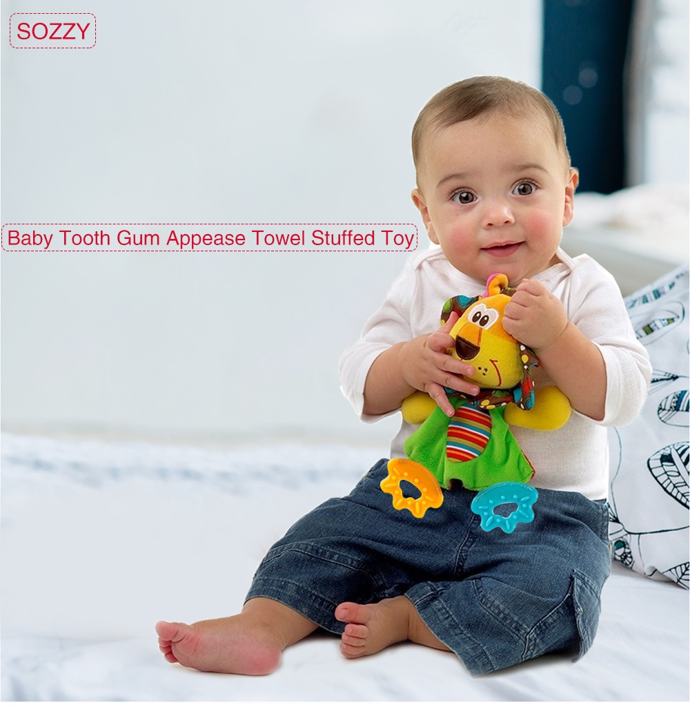 SOZZY Baby Teether Towel Infant Plush Comfort Sound Paper Soft Appease Stuffed Toy