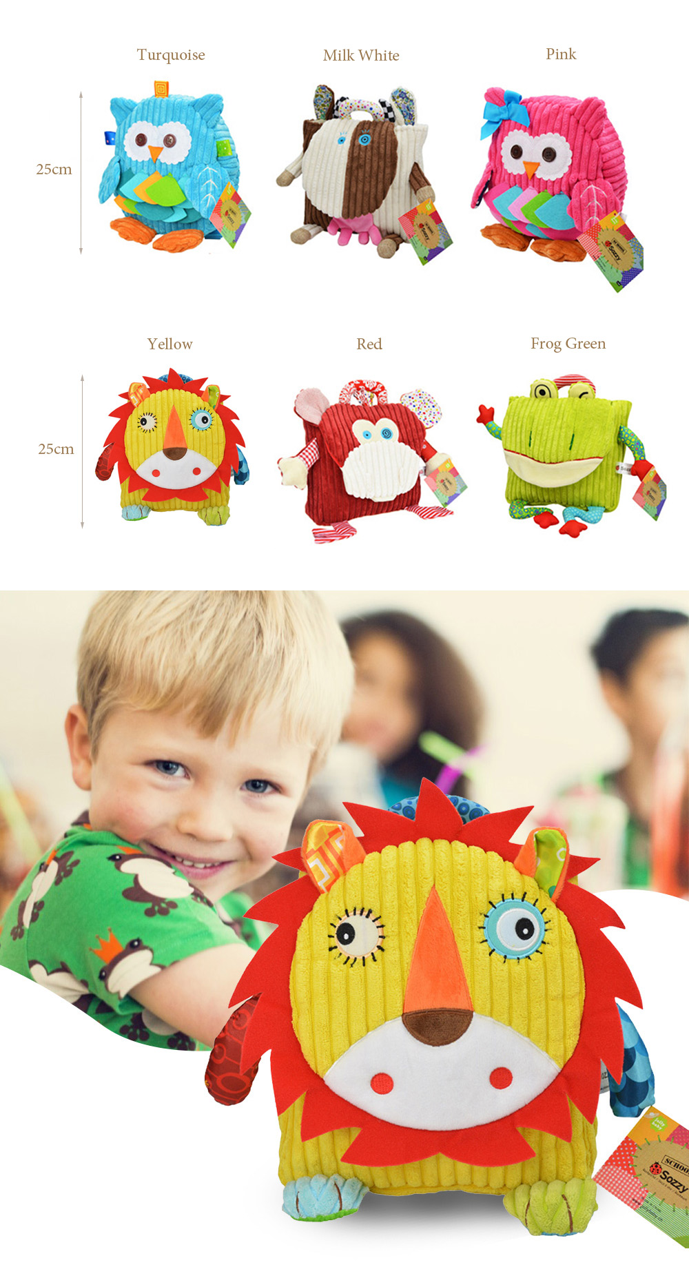 SOZZY Lovely Cartoon Animal Shape Children Backpack Kids Shoulder Bag Snacks Pack