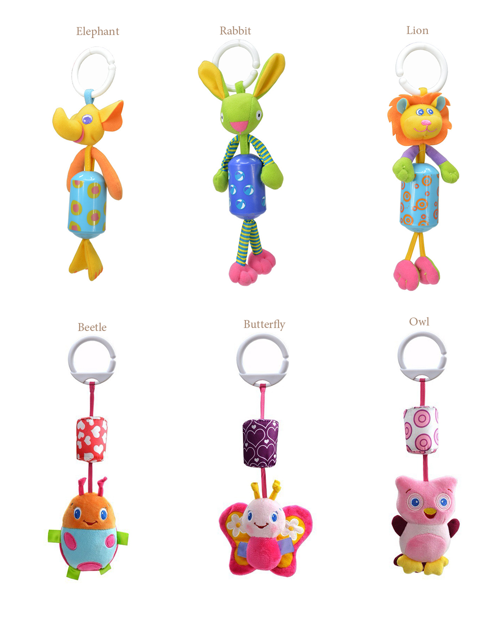 SOZZY Animal Shape Hanging Bell Wind Chimes Crib Stroller Rattle Toy SOZZY Animal Shape Hanging Bell Wind Chimes Crib Stroller Rattle Toy