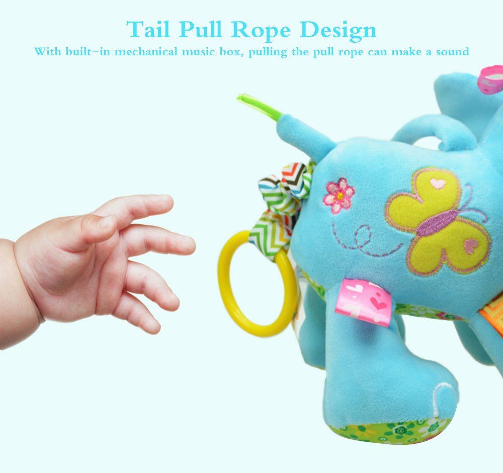SOZZY Music Pull Bell Baby Stroller Bed Elephant Hanging Appease Toy
