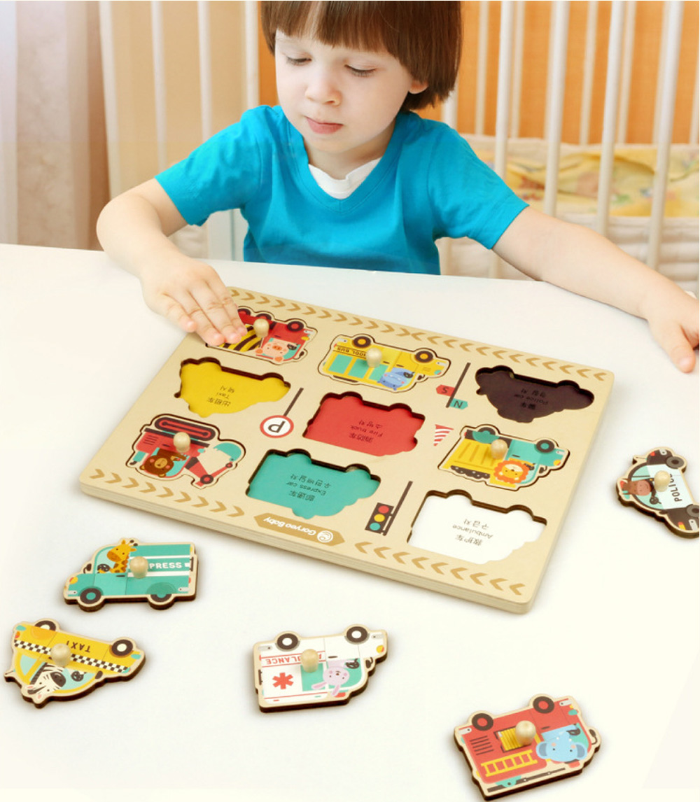 GoryeoBaby Wooden Animals Numbers Cognitive Puzzle Board Educational Toys for Baby Kids