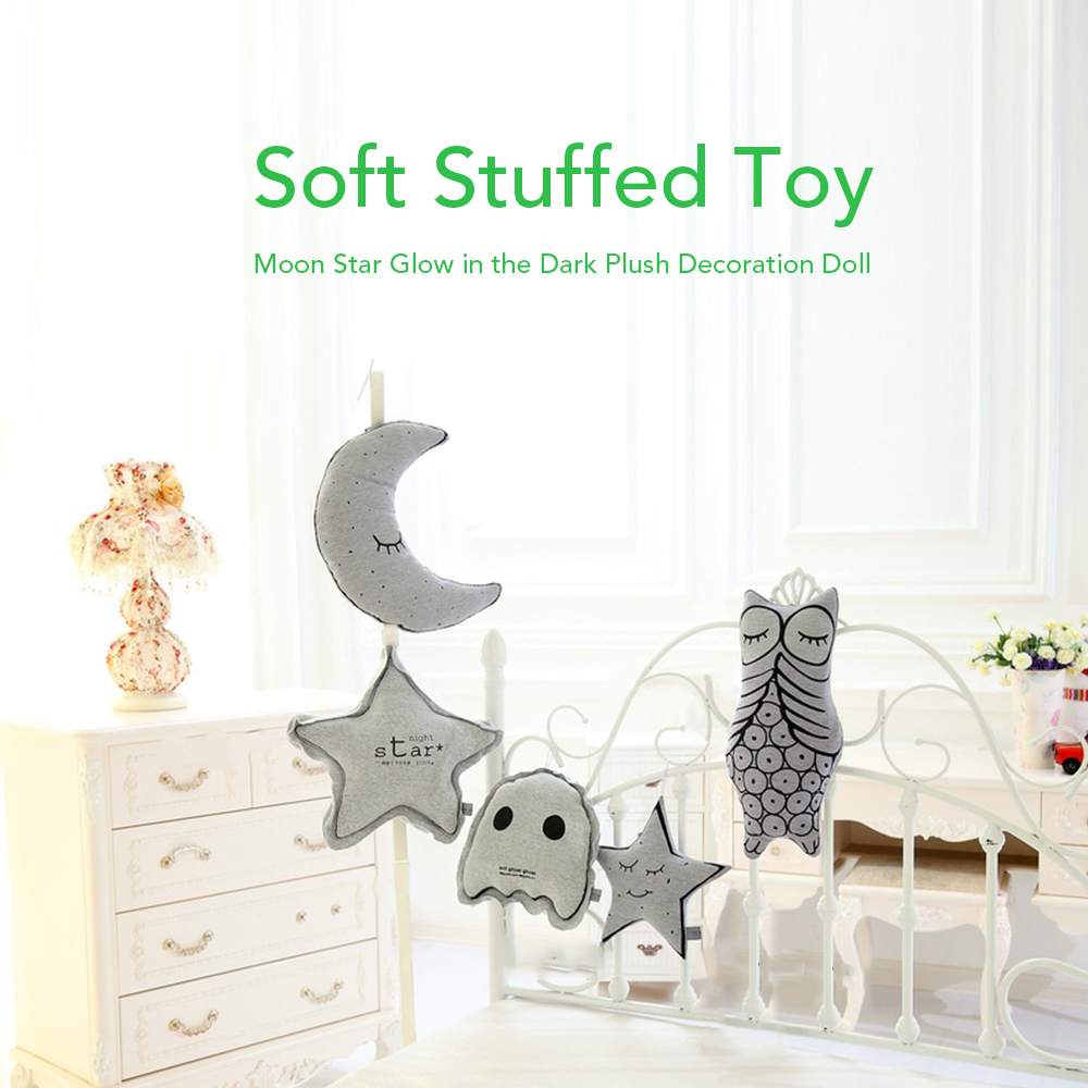 Night Lighting Soft Stuffed Toy Moon Star Glow in the Dark Plush Decoration Doll Night Lighting Soft Stuffed Toy Moon Star Glow in the Dark Plush Decoration Doll