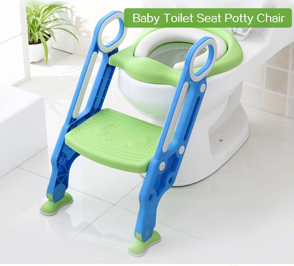 Baby Toilet Seat Folding Children Potty Chair Trainer with Adjustable Ladder